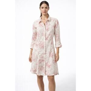 Malvin Pink Floral 100% Linen Dress size 8